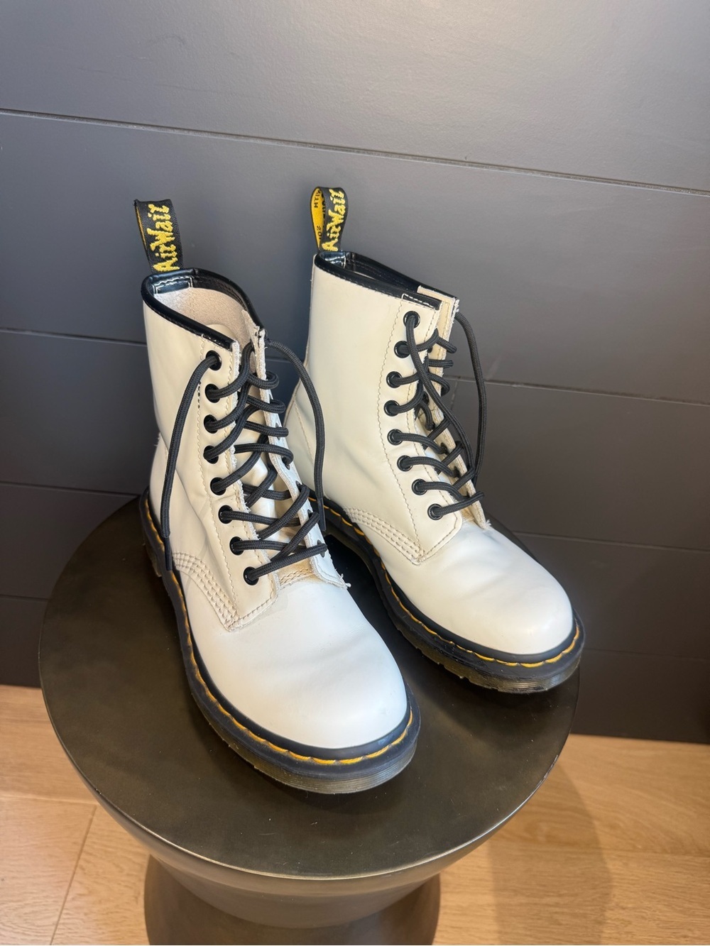 Dr. Martens White Leather Lace Up Boot Grunge Combat Boot Back to School Fall